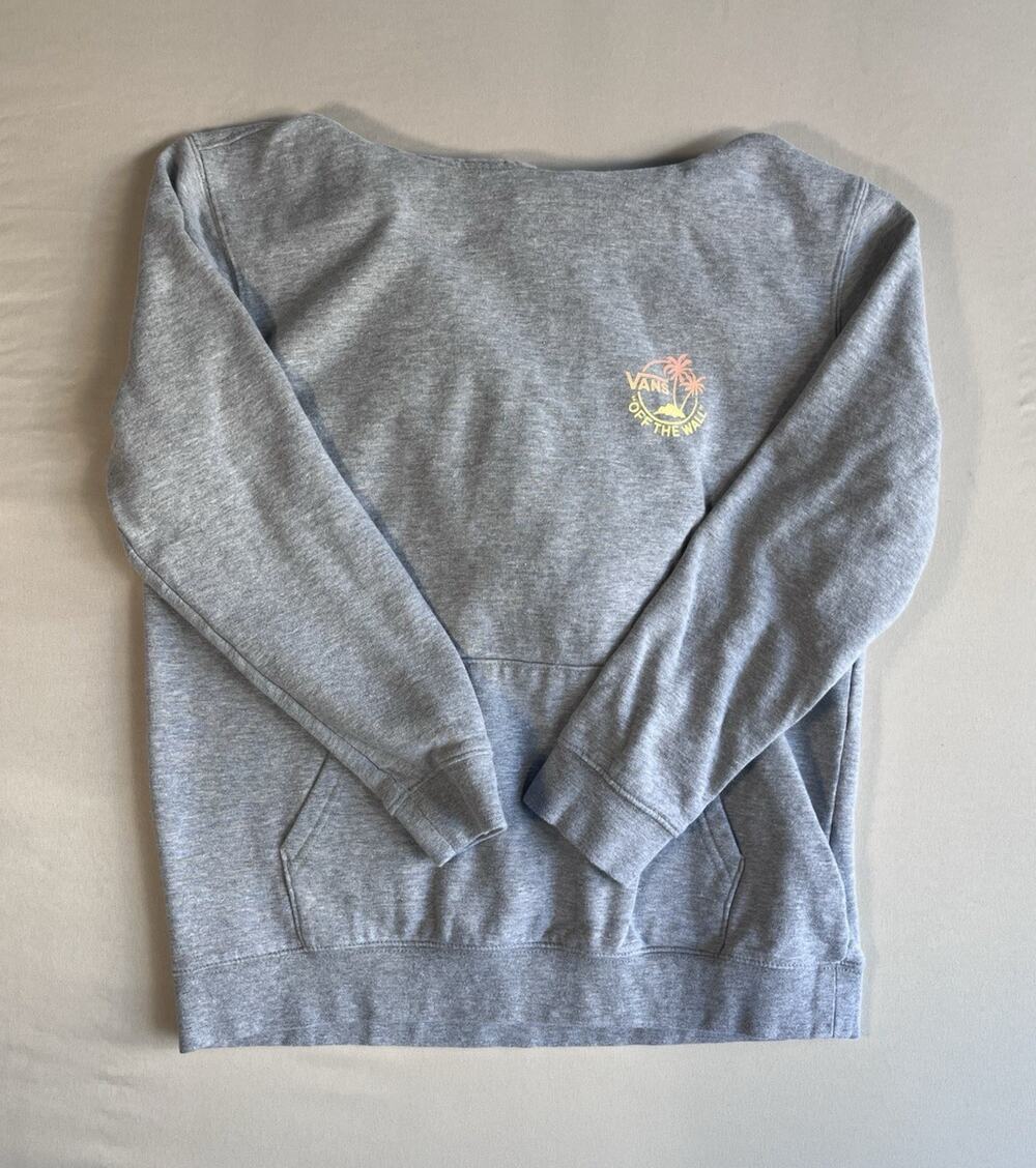 VANS Men’s XL Gray Pullover Hoodie Graphic Logo Front Pocket